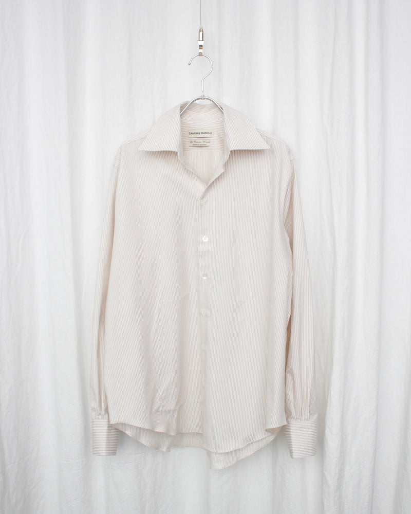 WHITE OCHER STRIPES NORMAL SHIRT (CM-FIG-02C) White