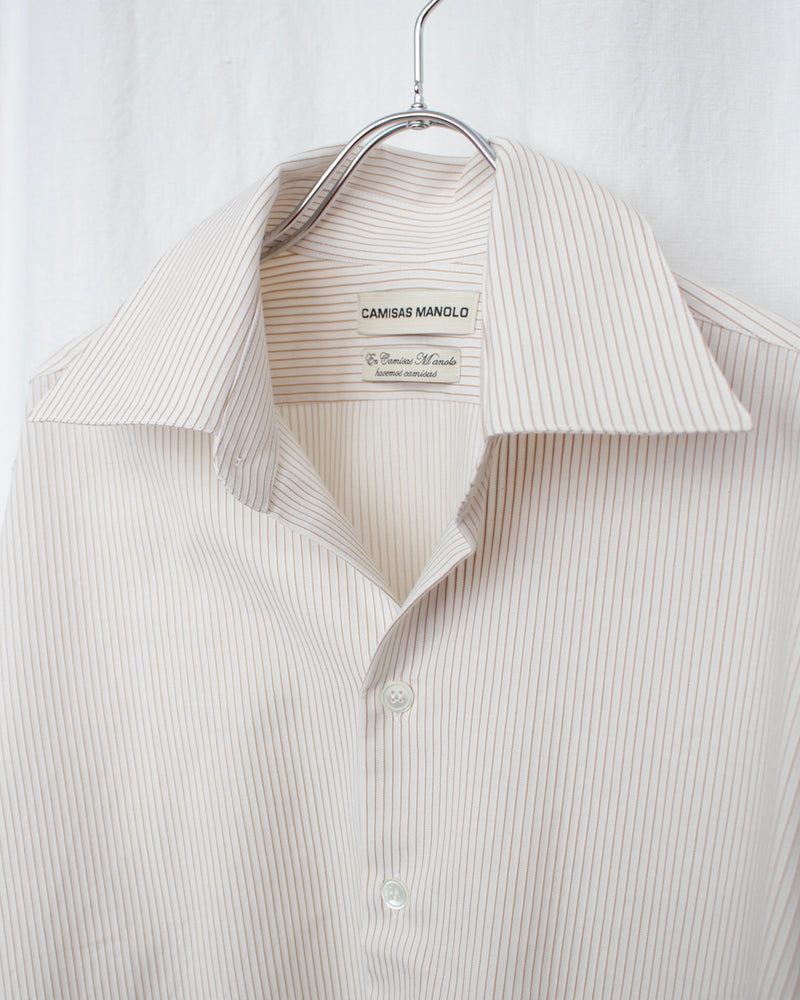 WHITE OCHER STRIPES NORMAL SHIRT (CM-FIG-02C) White