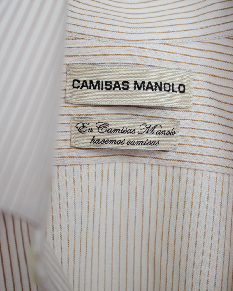 WHITE OCHER STRIPES NORMAL SHIRT (CM-FIG-02C) White