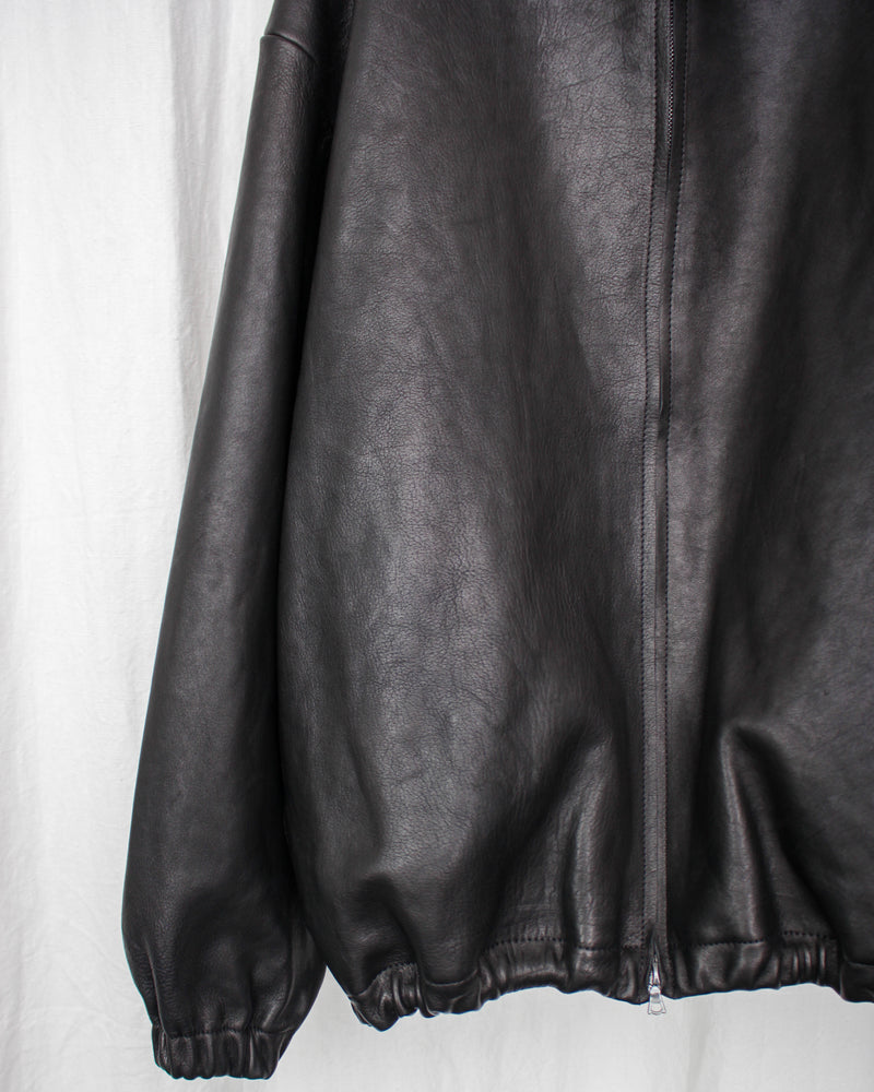 GABRIELA COLL GARMENTS / NO.216 LEATHER HOODED ZIPPER JACKET - Black (S12-216)