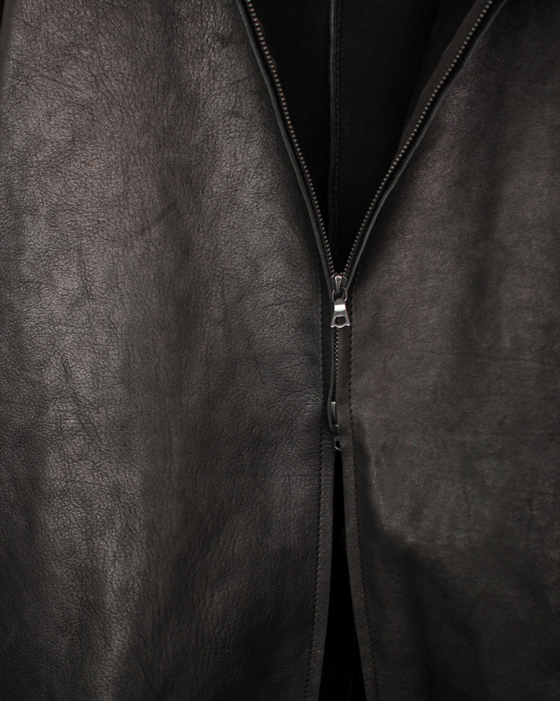 GABRIELA COLL GARMENTS / NO.216 LEATHER HOODED ZIPPER JACKET - Black (S12-216)