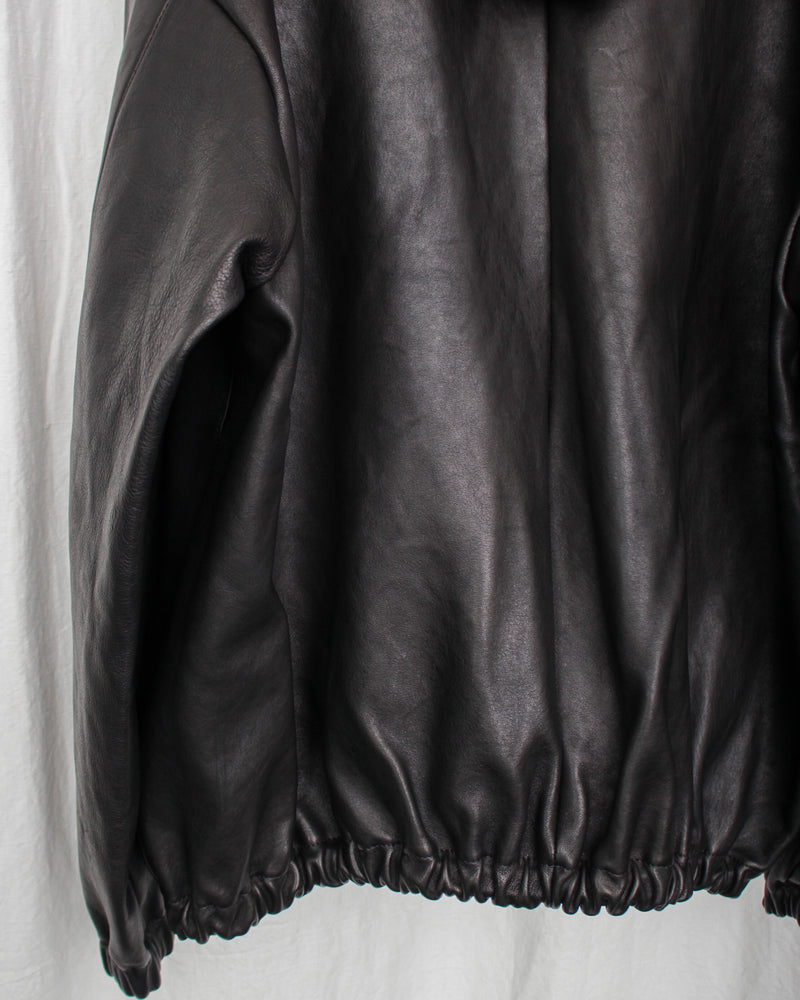 GABRIELA COLL GARMENTS / NO.216 LEATHER HOODED ZIPPER JACKET - Black (S12-216)