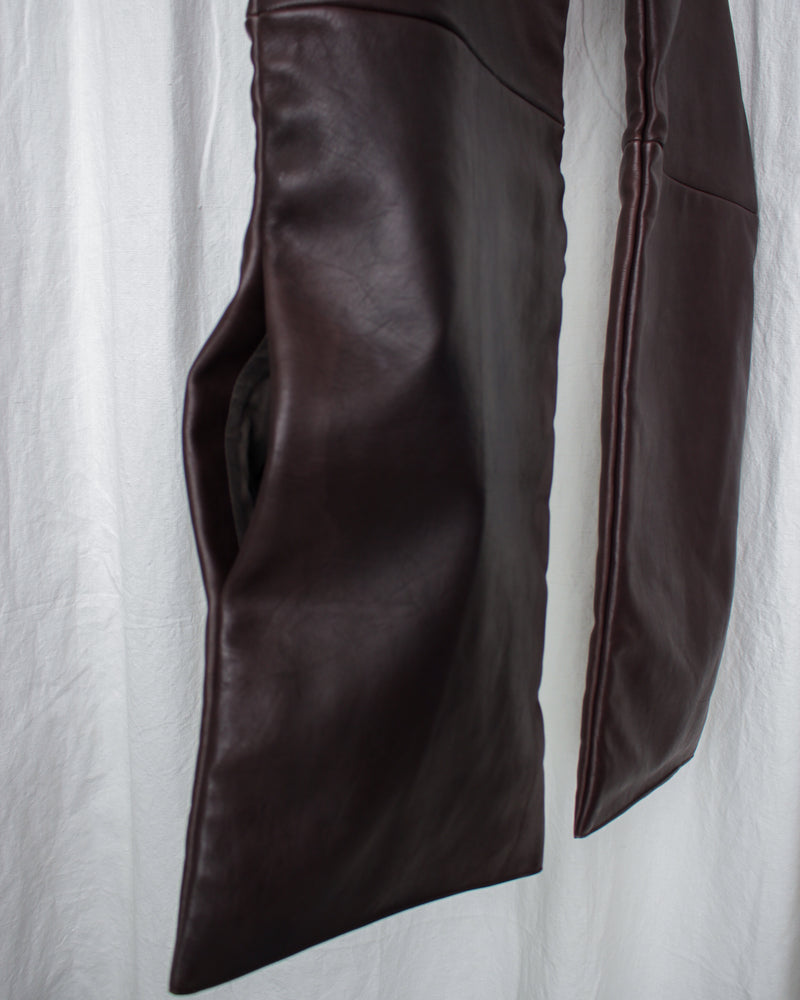 GABRIELA COLL GARMENTS / NO.110 LEATHER PADDED POCKET SCARF - Brown (S7-110)