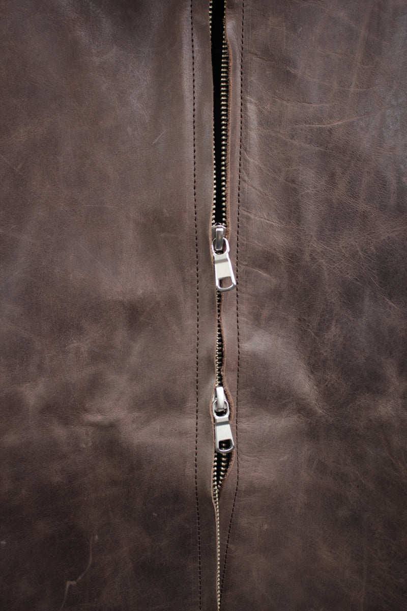 << Re: >> COCOON GILET (OA-AW20-LEATHER-103-01) Brown