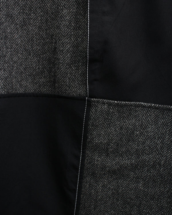 << Re: >> PANELLED SMOCK SHIRT (OA-AW21-SHR-105-01) Grey Herringbone / Black