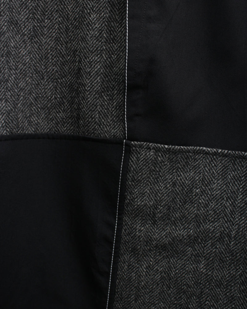 << Re: >> PANELLED SMOCK SHIRT (OA-AW21-SHR-105-01) Grey Herringbone / Black