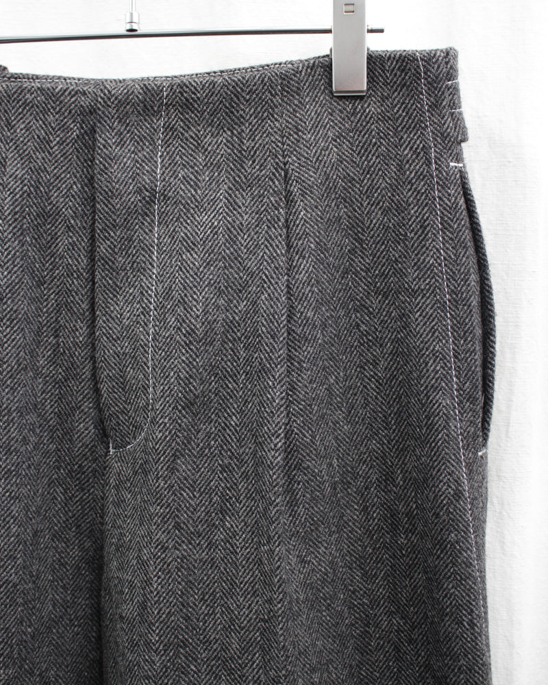 << Re: >> WIDE CROPPED TROUSERS (OA-AW21-TRS-102-01) Grey Herringbone