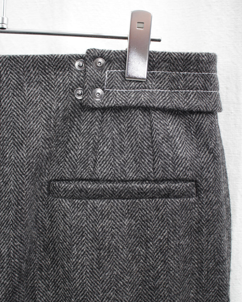 << Re: >> WIDE CROPPED TROUSERS (OA-AW21-TRS-102-01) Grey Herringbone