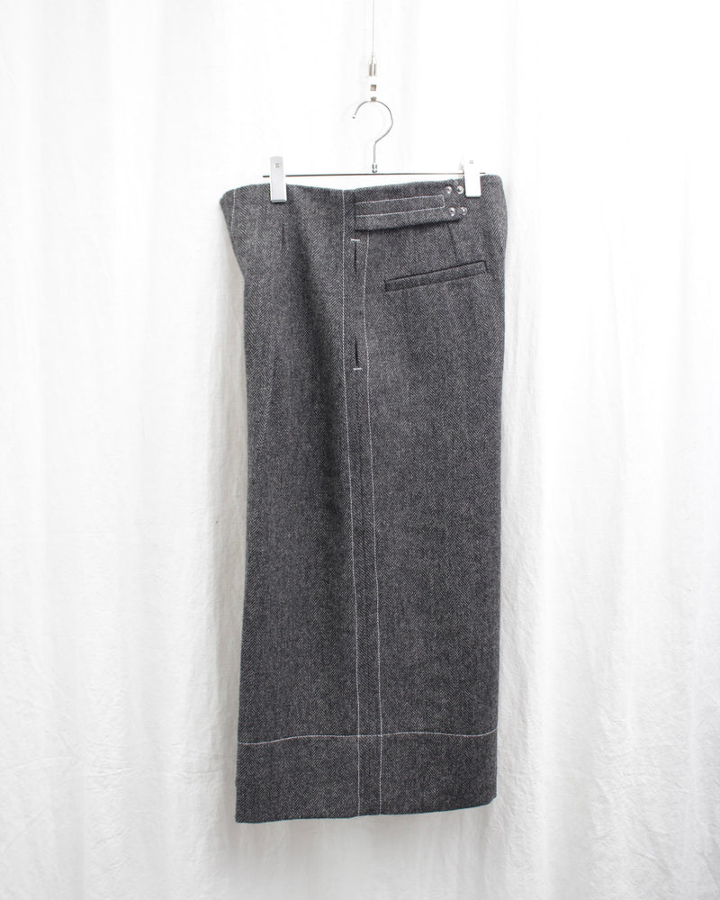 << Re: >> WIDE CROPPED TROUSERS (OA-AW21-TRS-102-01) Grey Herringbone