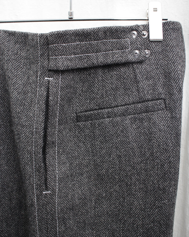 << Re: >> WIDE CROPPED TROUSERS (OA-AW21-TRS-102-01) Grey Herringbone