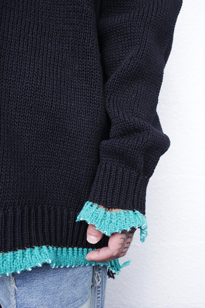 CLASS / 3G PLAIN STITCH SWEATER - Black (CCFA19UNI)