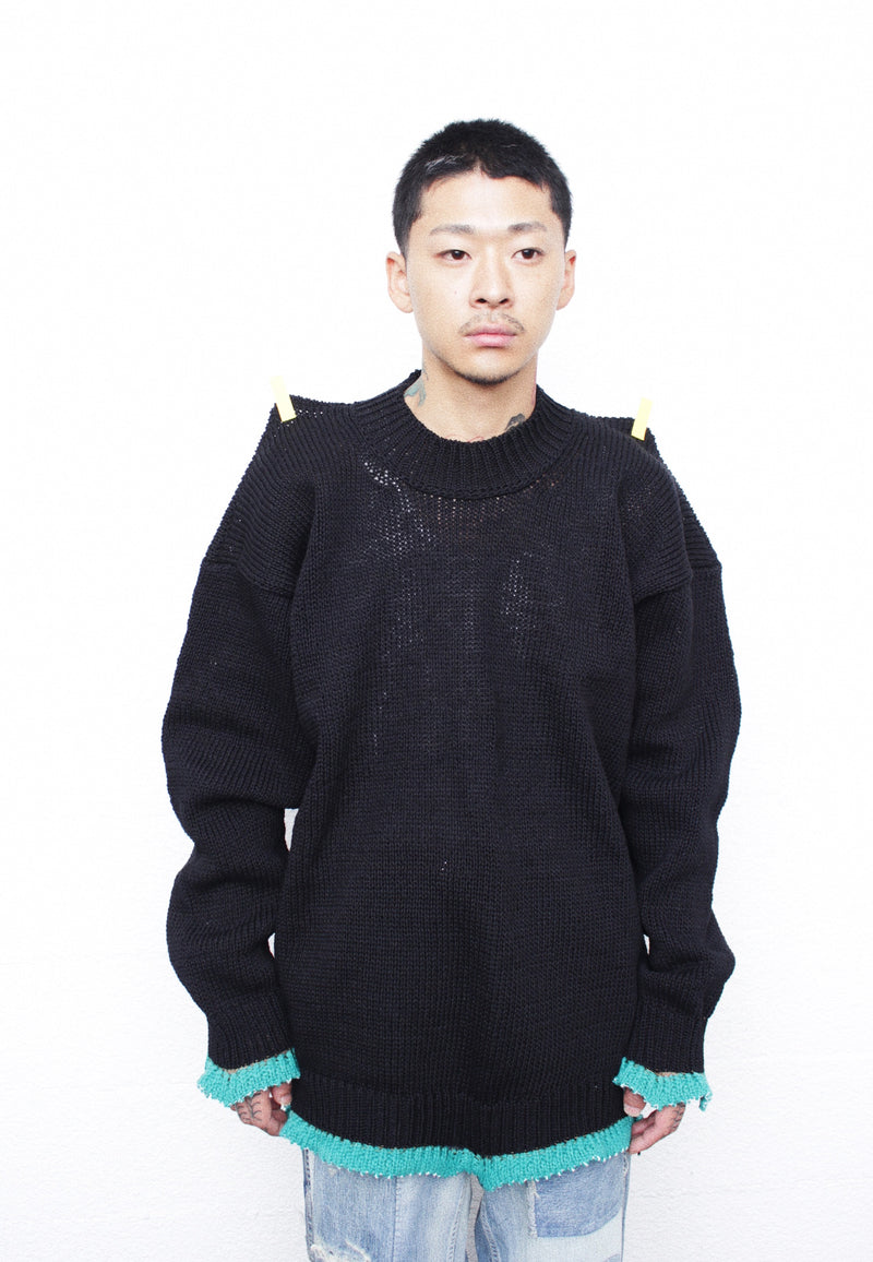 CLASS / 3G PLAIN STITCH SWEATER - Black (CCFA19UNI)