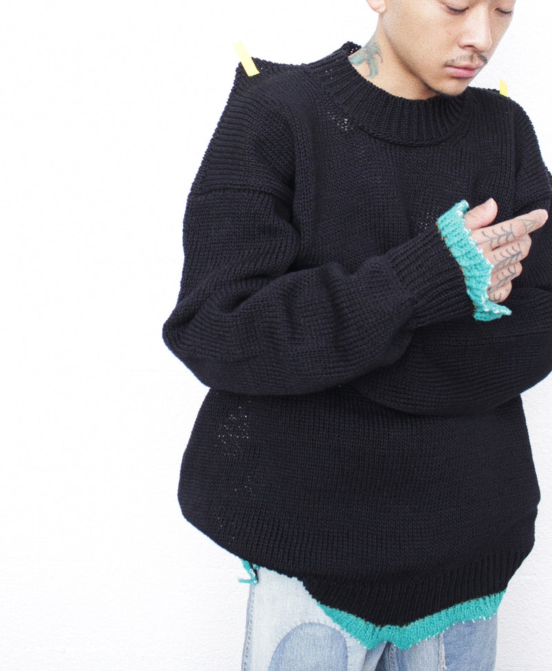 CLASS / 3G PLAIN STITCH SWEATER - Black (CCFA19UNI)