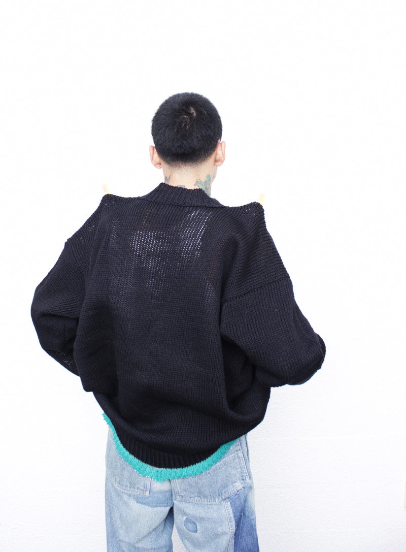 CLASS / 3G PLAIN STITCH SWEATER - Black (CCFA19UNI)