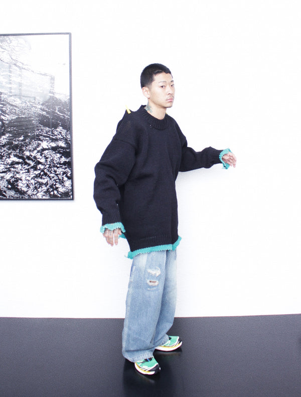 CLASS / 3G PLAIN STITCH SWEATER - Black (CCFA19UNI)