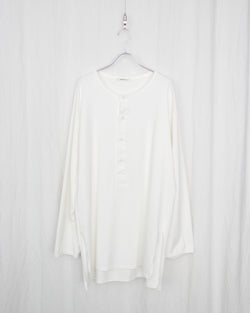 MATSUFUJI / HENLEY NECK LONG SLEEVE SHIRT - White (M241-0703)