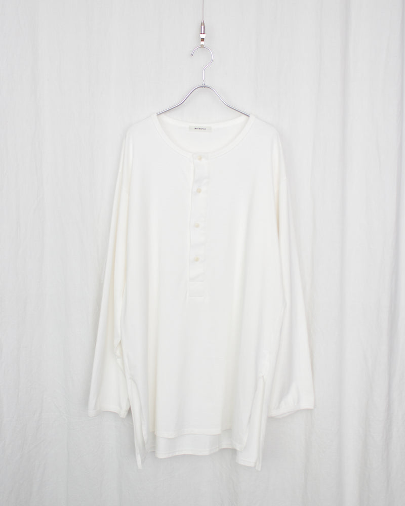 MATSUFUJI / HENLEY NECK LONG SLEEVE SHIRT - White (M241-0703)