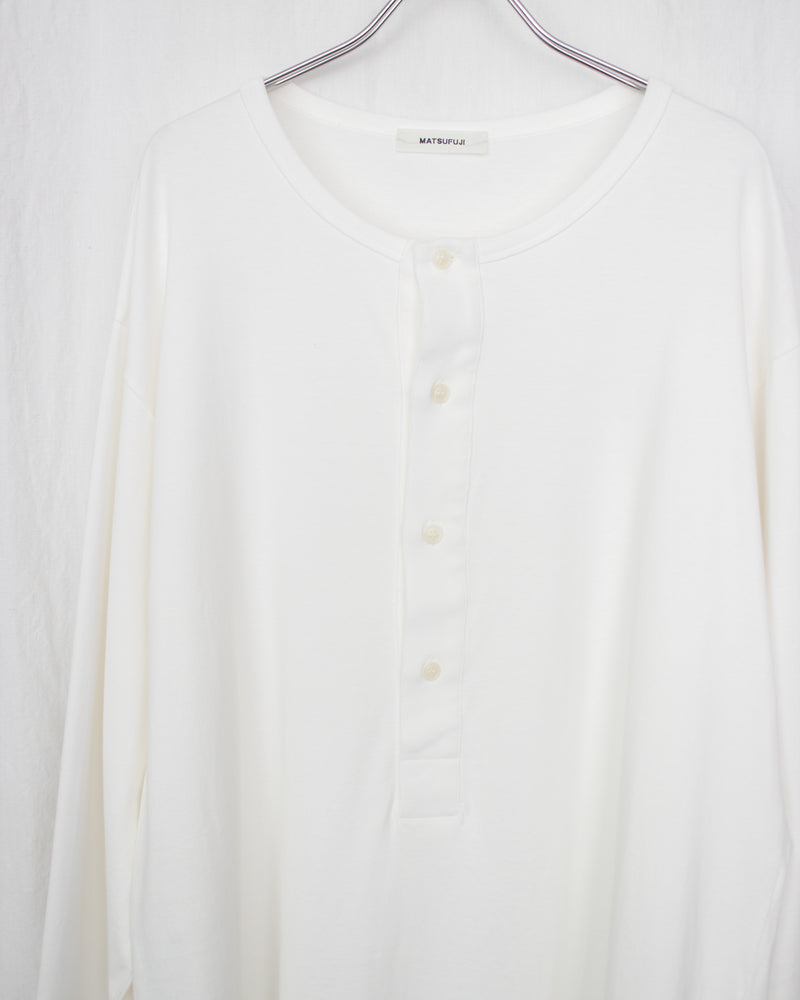MATSUFUJI / HENLEY NECK LONG SLEEVE SHIRT - White (M241-0703)