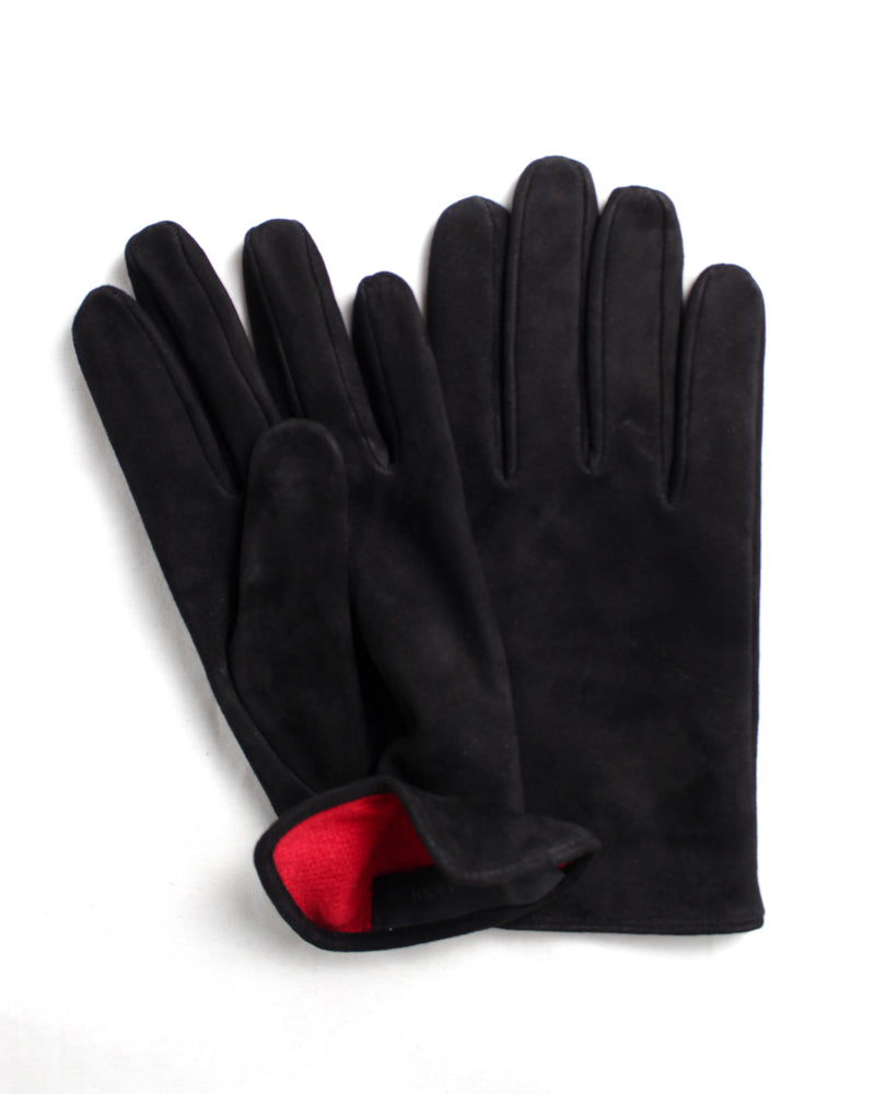 OMAR AFRIDI / SUEDE CURVED GLOVES - Black×Ross (OA-AW25-ACC-102-05-MKT)