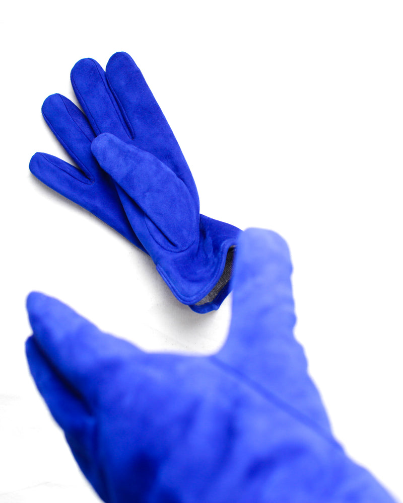 OMAR AFRIDI / SUEDE CURVED GLOVES - Royal×Lgrey (OA-AW25-ACC-102-07-MKT)