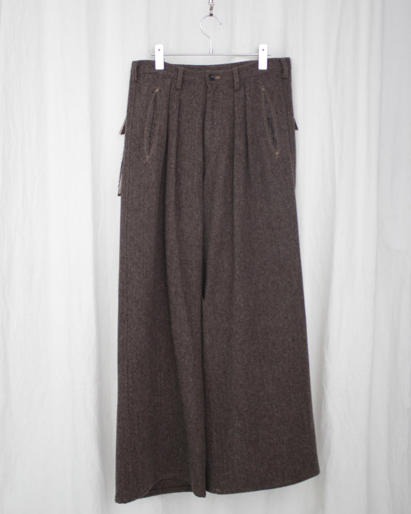 ヘリンボーンスラッシュワイドパンツ (MU-P07-200) Brown