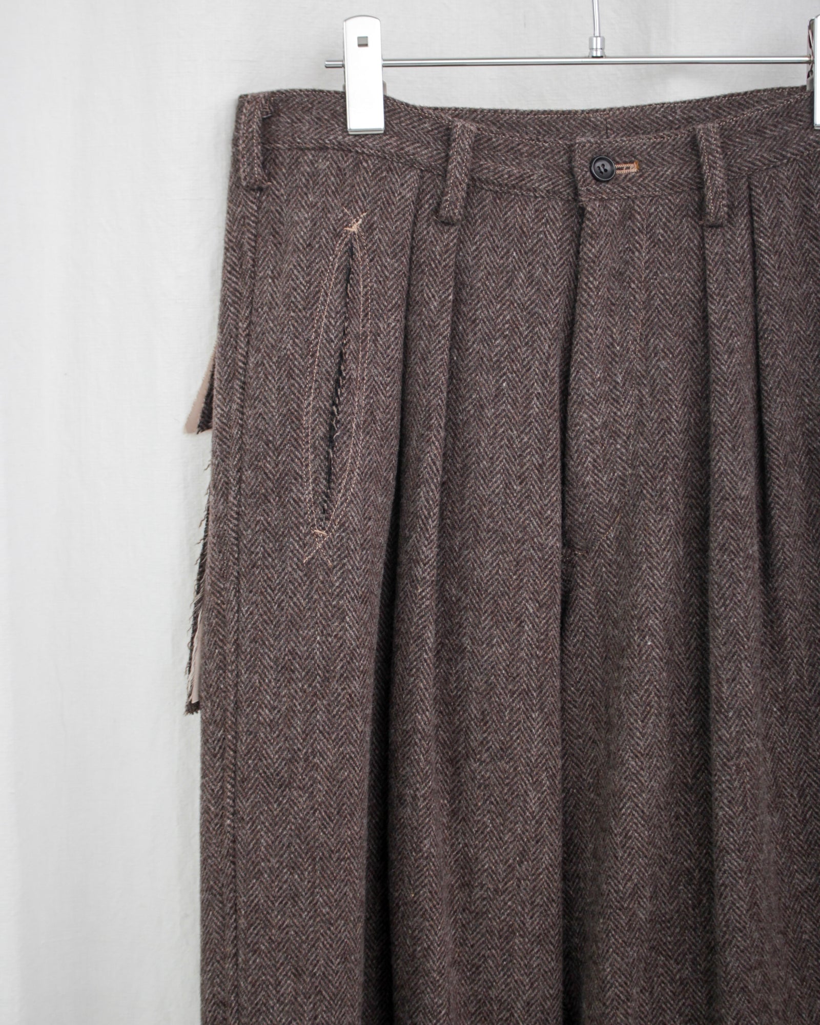 sulvam サルバム 通販 HERRINGBONE SLASHED WIDE TROUSERS (MU sulvam サルバム 通販 HERRINGBONE SLASHED WIDE TROUSERS (MU