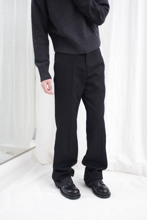 DOUBLE FACE FLAIRE TROUSERS (BR58-AW24) Black (Reversible:Gray)