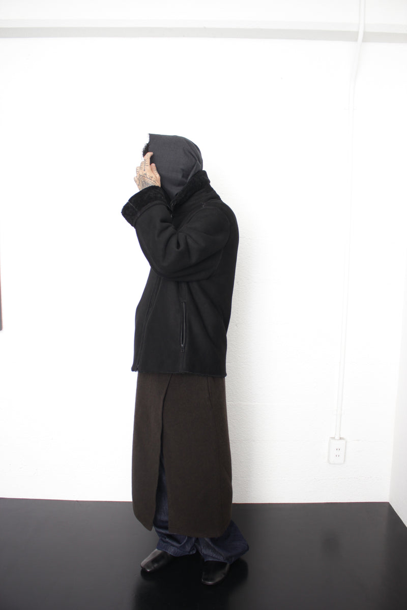 RIER / FLEECE WRAP SKIRT - Black (SKT23 X02)
