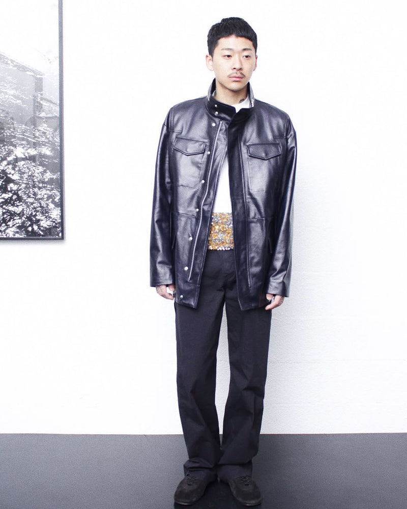 OMAR AFRIDI / ARNATT JACKET / SHEEPSKIN (OA-SS26-LTH-103-01) Navy