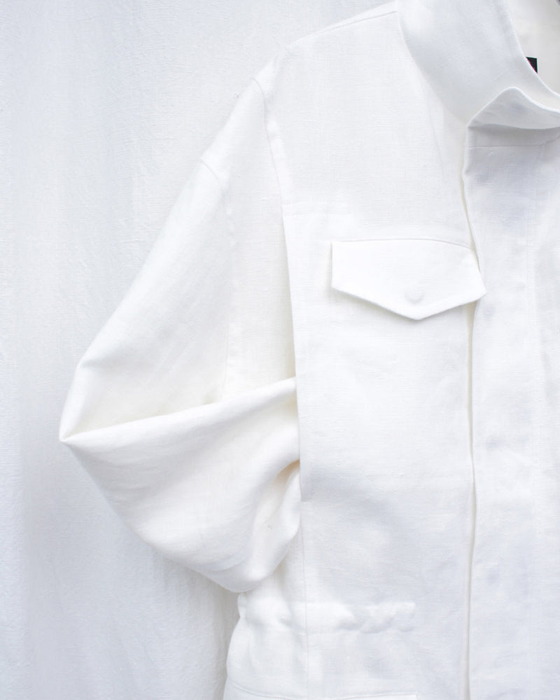 OMAR AFRIDI / ARNATT JACKET WHITE LINEN - White (OA-SS26-BZ-102 