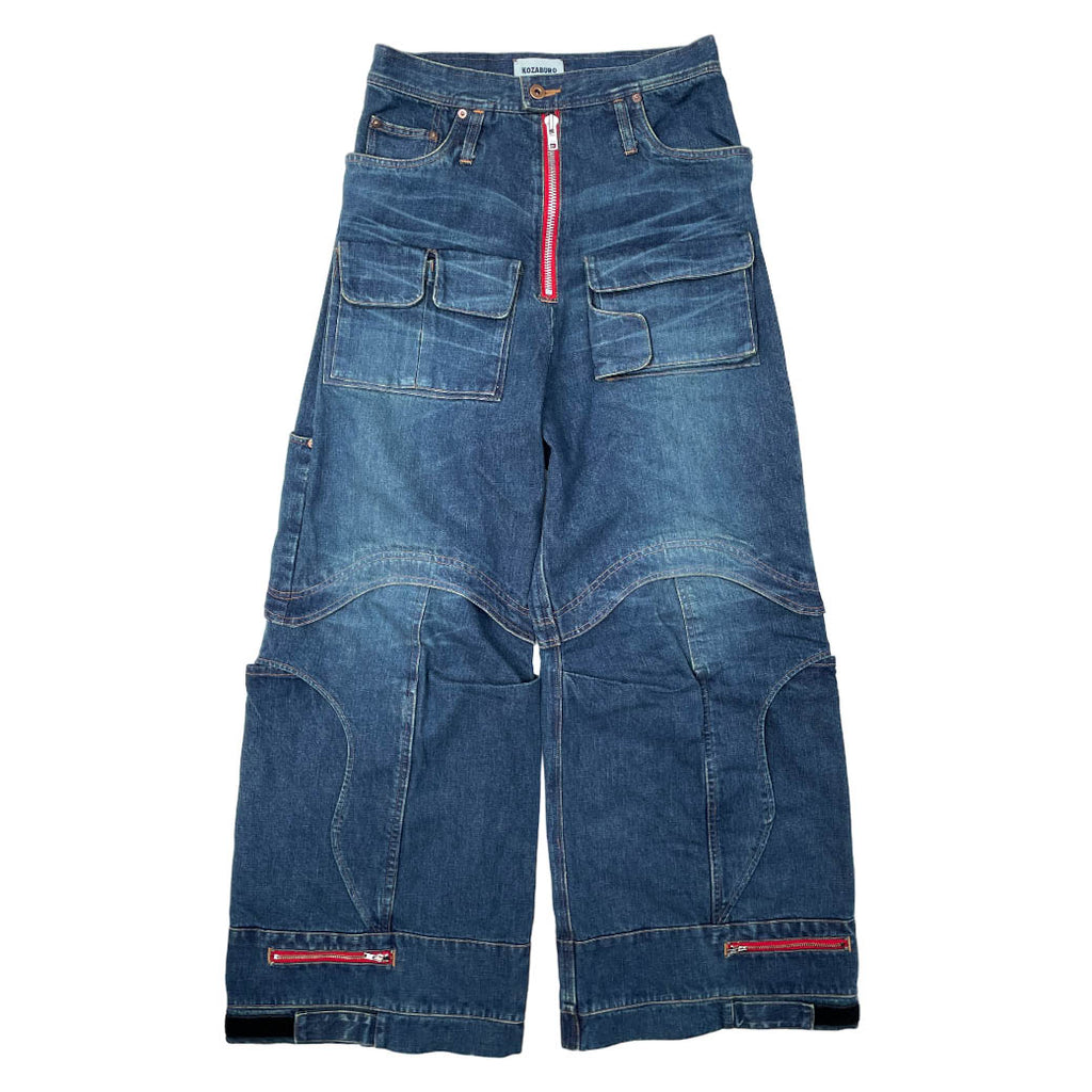 KOZABURO コウザブロウ BAGGY EXPLORER PANTS - AGED DENIM (1714-P ...