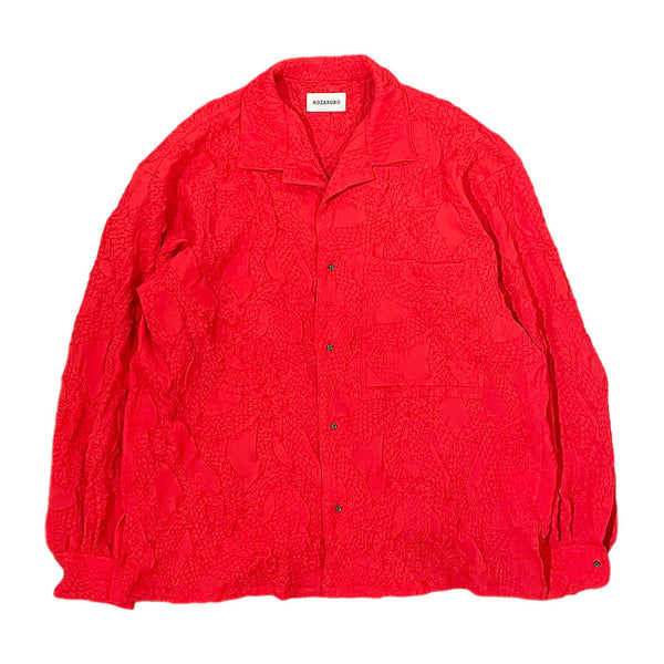 CAMP COLLAR LS SHIRTS - EMBOSS TWILL (2914-S-402) Red