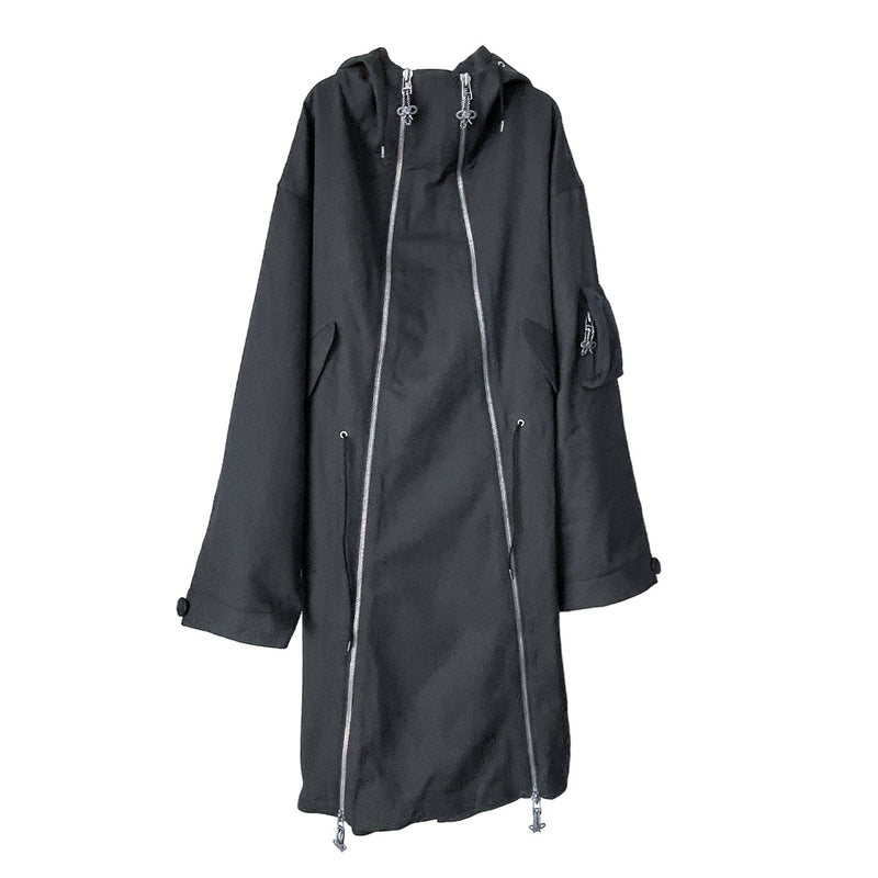 DOUBLE ZIP UP WOOL GABADINE MODS COAT (HUIT-5-DZWGMC) Gray
