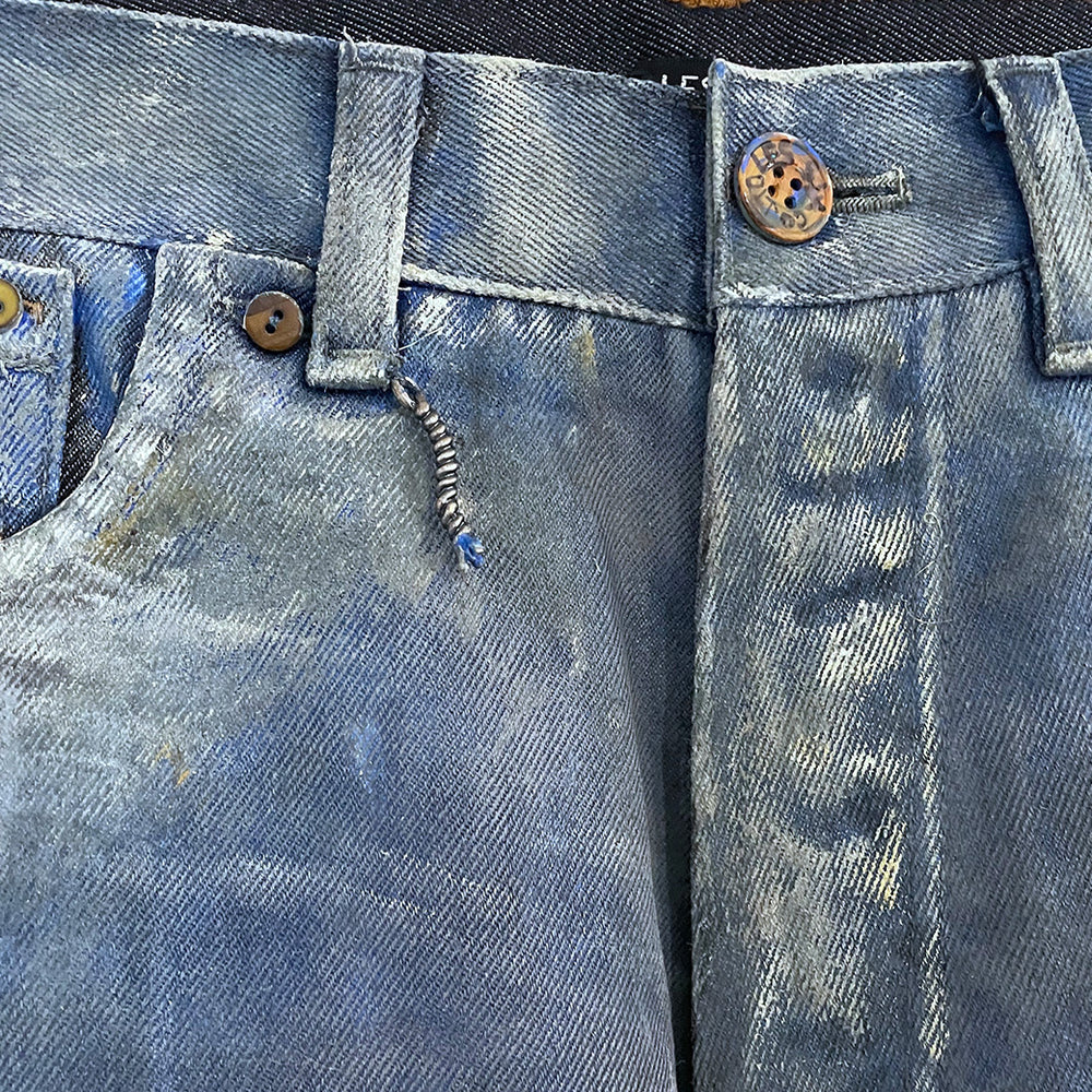 LES SIX レシス HAND PAINTED WOOL 501 DENIM PANTS (TRENTE