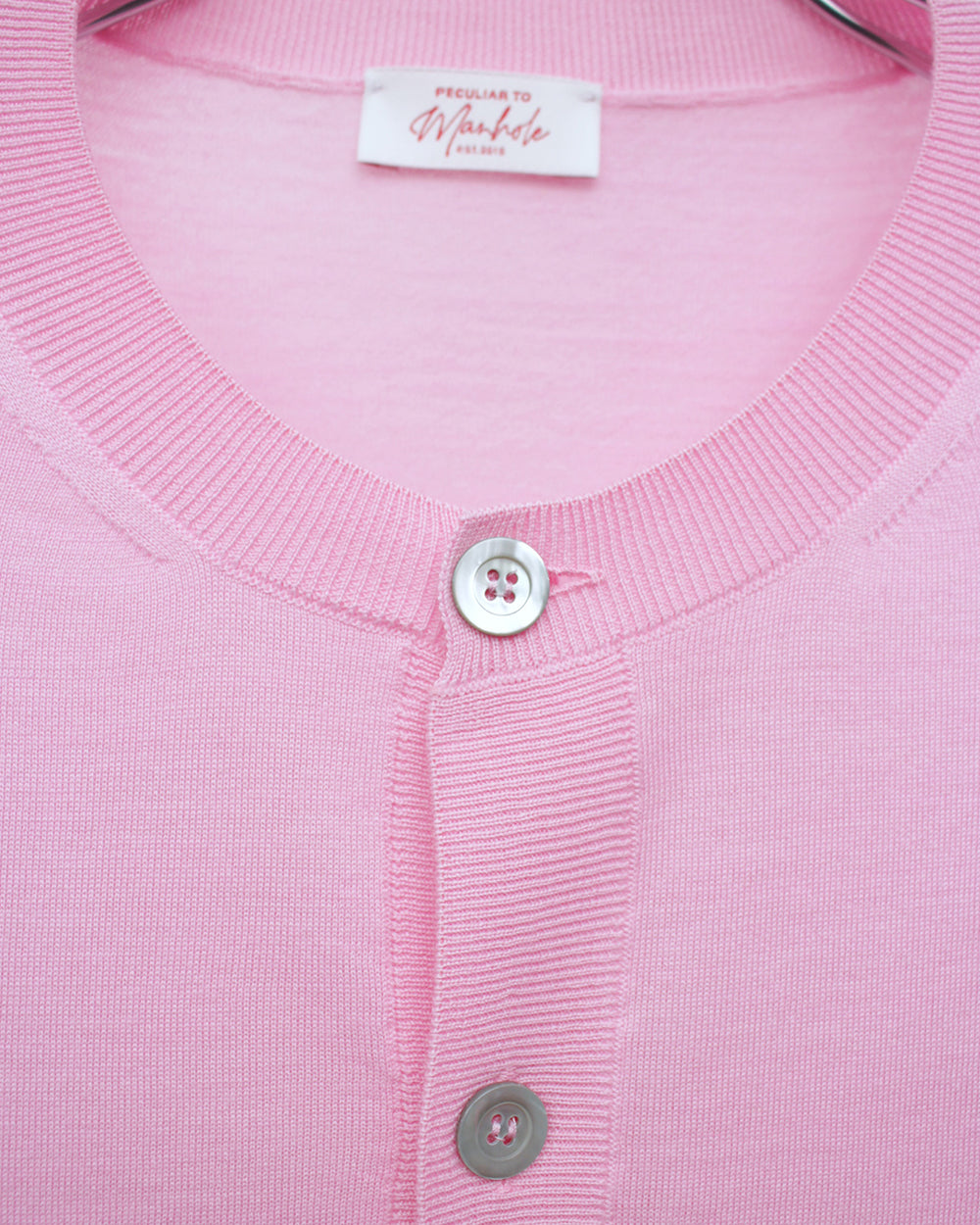 MANHOLE / HIGH GAUGE CREWNECK CARDIGAN (MNH24-001) Pink – Mukta / Sal