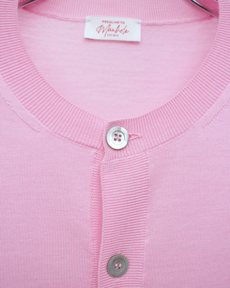MANHOLE / HIGH GAUGE CREWNECK CARDIGAN (MNH24-001) Pink – Mukta / Sal