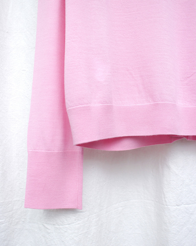 MANHOLE / HIGH GAUGE CREWNECK CARDIGAN (MNH24-001) Pink – Mukta / Sal