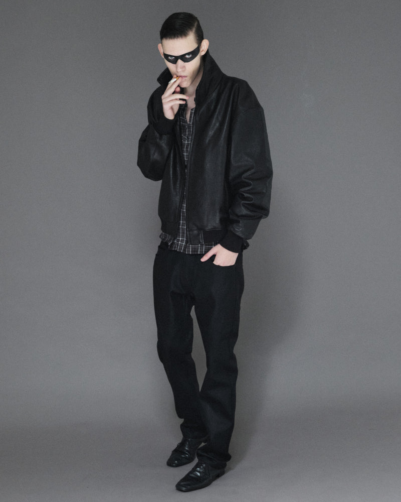 I SHII / CLUBMAN LEATHER FLIGHT JACKET - Black (i SHII-17)