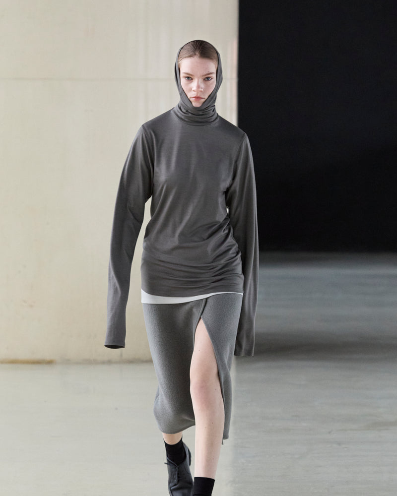 RIER / FLEECE WRAP SKIRT - Tourbe (SKT23 X02)