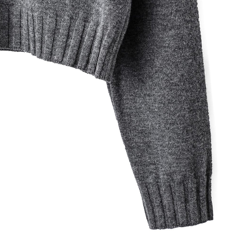 LAMBS WOOL CROPPED CREWNECK SWEATER. (SK.0002BAW23) Gray