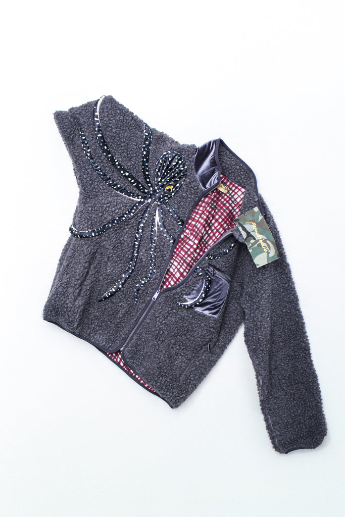 PENULTIMATE / OCTOPUS FLEECE JACKET (WJ-08-AW26-MUKTA) Ash – Mukta