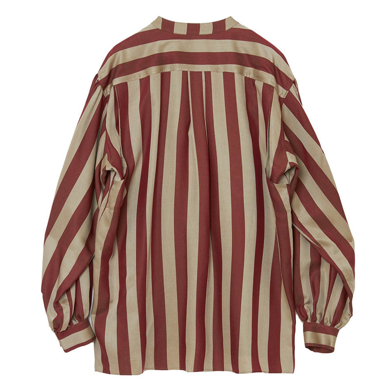 SATIN STRIPE PULLOVER SHIRT (M223-0302) Red Ivory