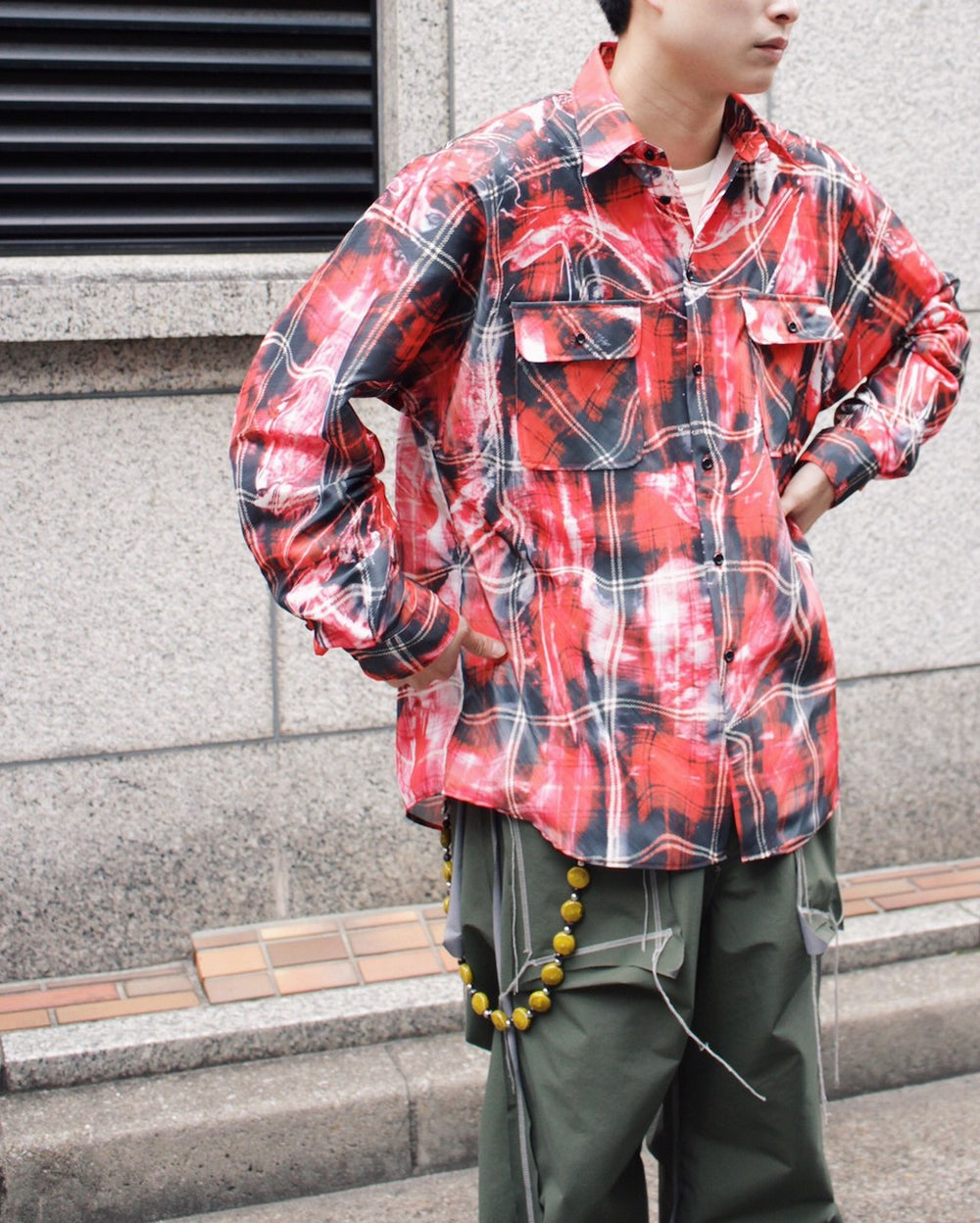 doublet ダブレット MIRAGE PRINTED CHECKED SHIRT (23SS08SH118) Red – Mukta / Sal