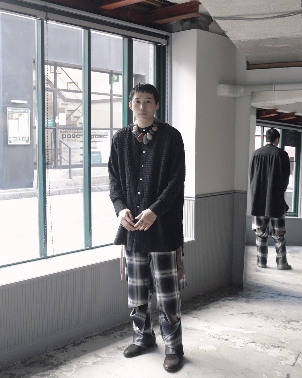 sulvam サルバム WIDE SLASH PANTS (SR-P11-500) Blue – Mukta / Sal