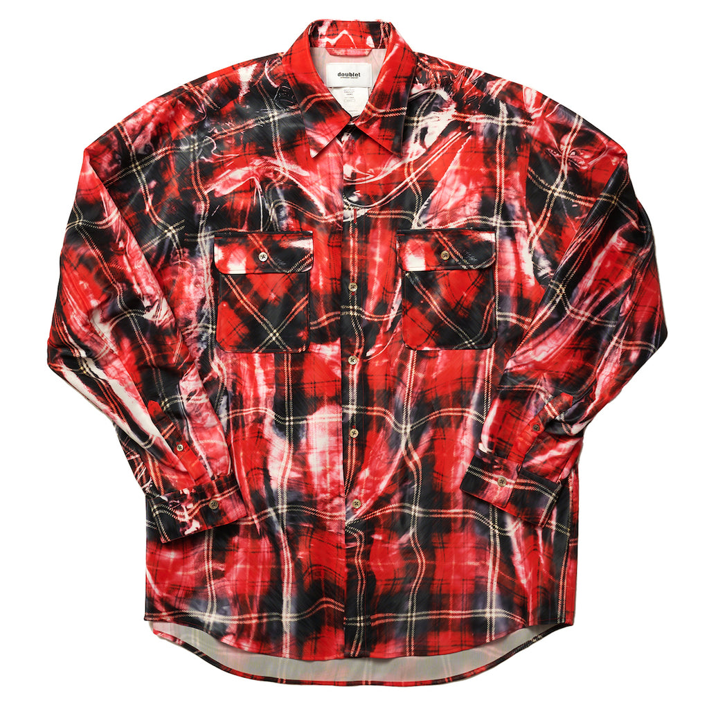 doublet ダブレット MIRAGE PRINTED CHECKED SHIRT (23SS08SH118) Red 