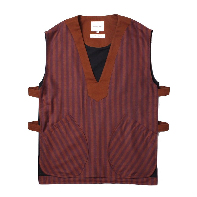 PULLOVER VEST (ND-AW22-PV2-WPC-BCST) Burgundy / Copper Stripe