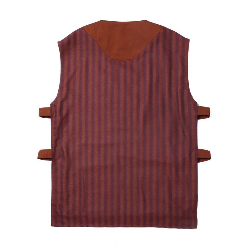 PULLOVER VEST (ND-AW22-PV2-WPC-BCST) Burgundy / Copper Stripe