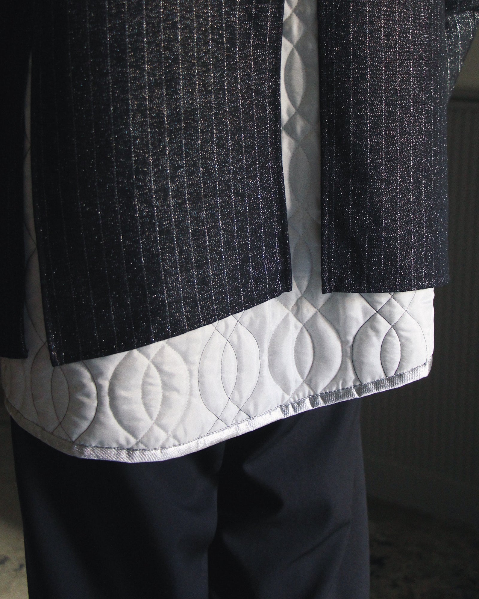 sulvam / QUILTING GLITTER STRIPE JACKET (SO-J05-110) BLACK sulvam / QUILTING GLITTER STRIPE JACKET (SO-J05-110) BLACK