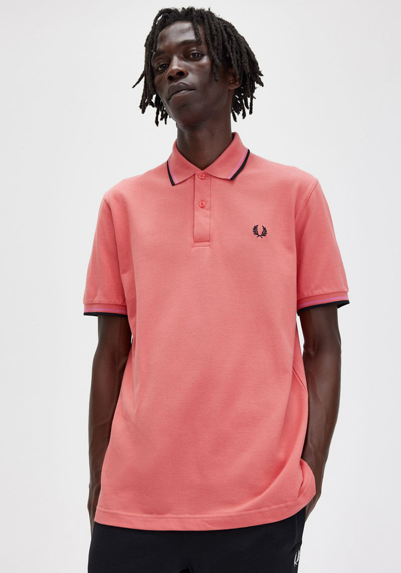 M12_TWIN TIPPED FRED PERRY SHIRT (M12) Pink/Brpink/Blk