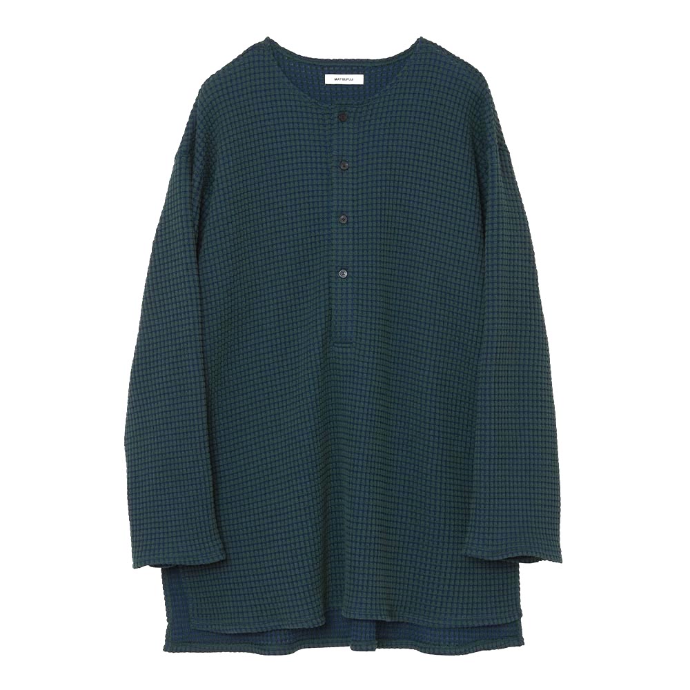 MATSUFUJI マツフジ / BIG WAFFLE HENRY NECK LONG SHIRT